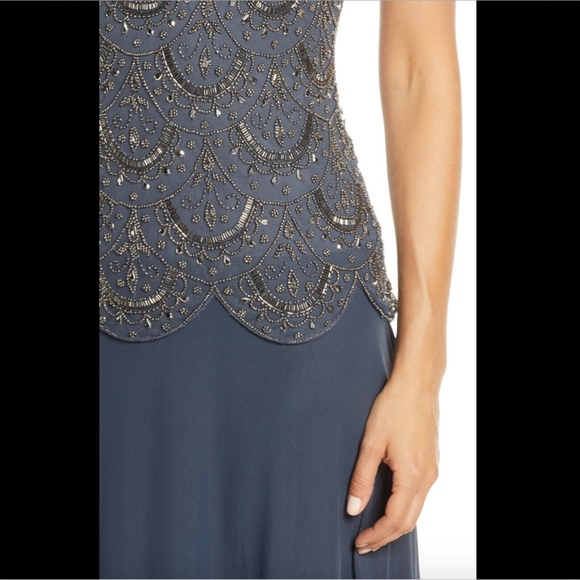NEW Pisarro Nights Beaded Mock Two-Piece Gown‎ - Picture 4 of 8